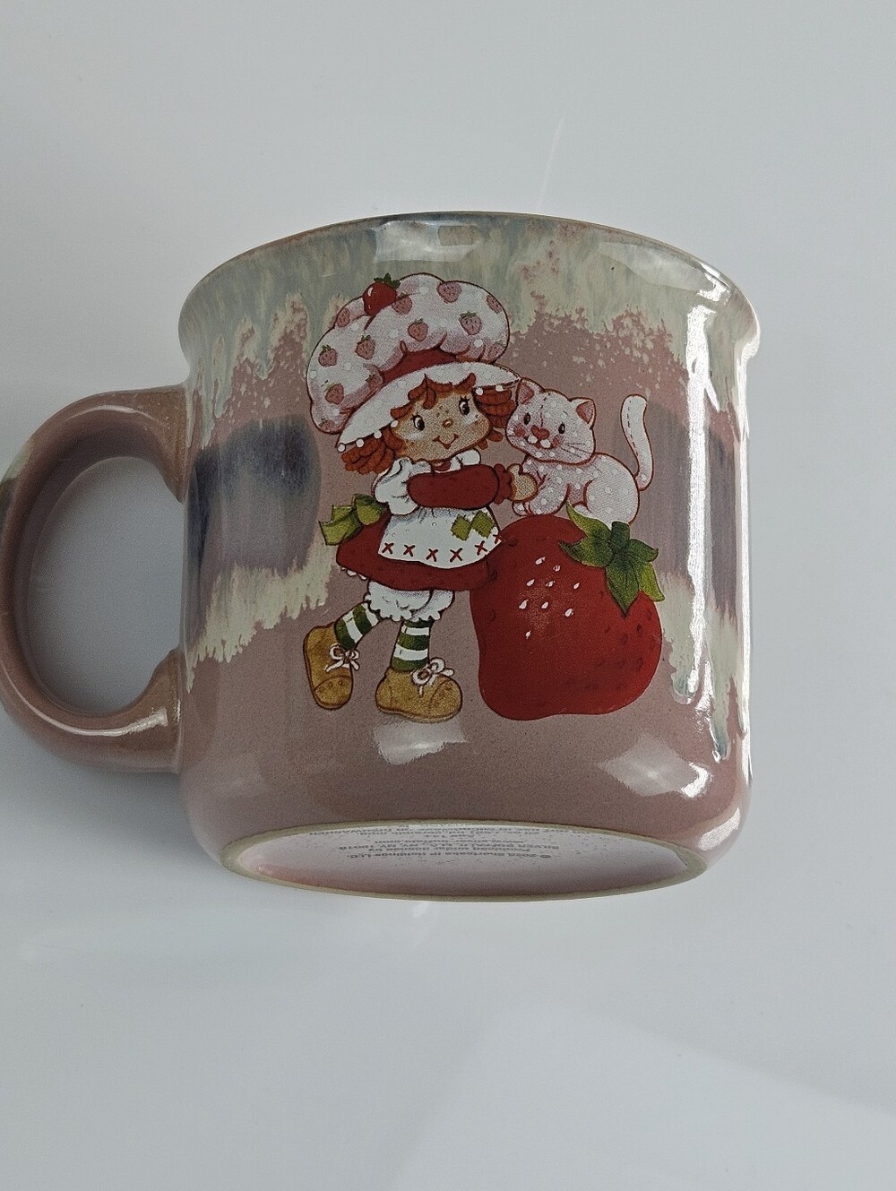 Strawberry Shortcake Ceramic Mug 20 oz Pink Cottagecore Kawaii Coffee Cup NWT